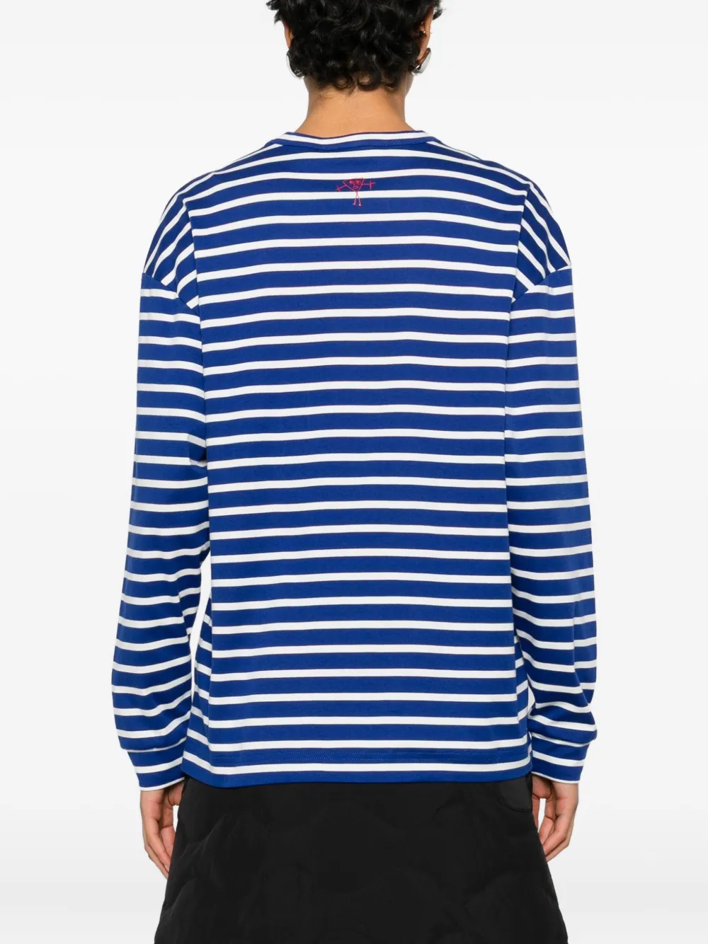 Plan C Gestreept T-shirt met zak Blauw