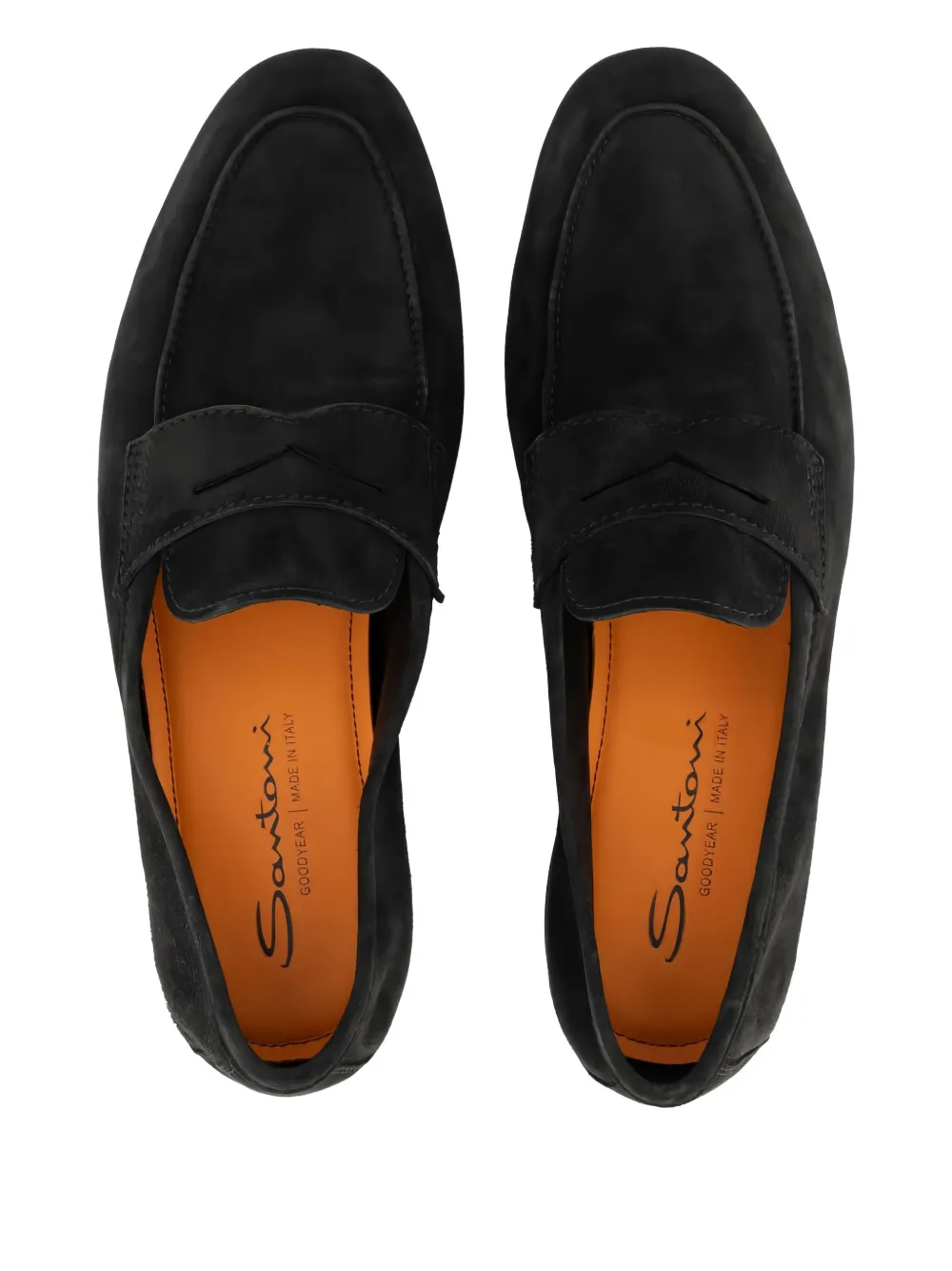 Santoni flat penny loafers - Zwart