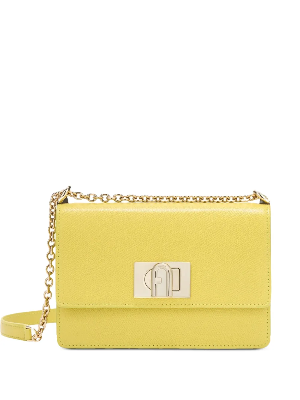 Furla arch logo grained leather crossbody - Giallo