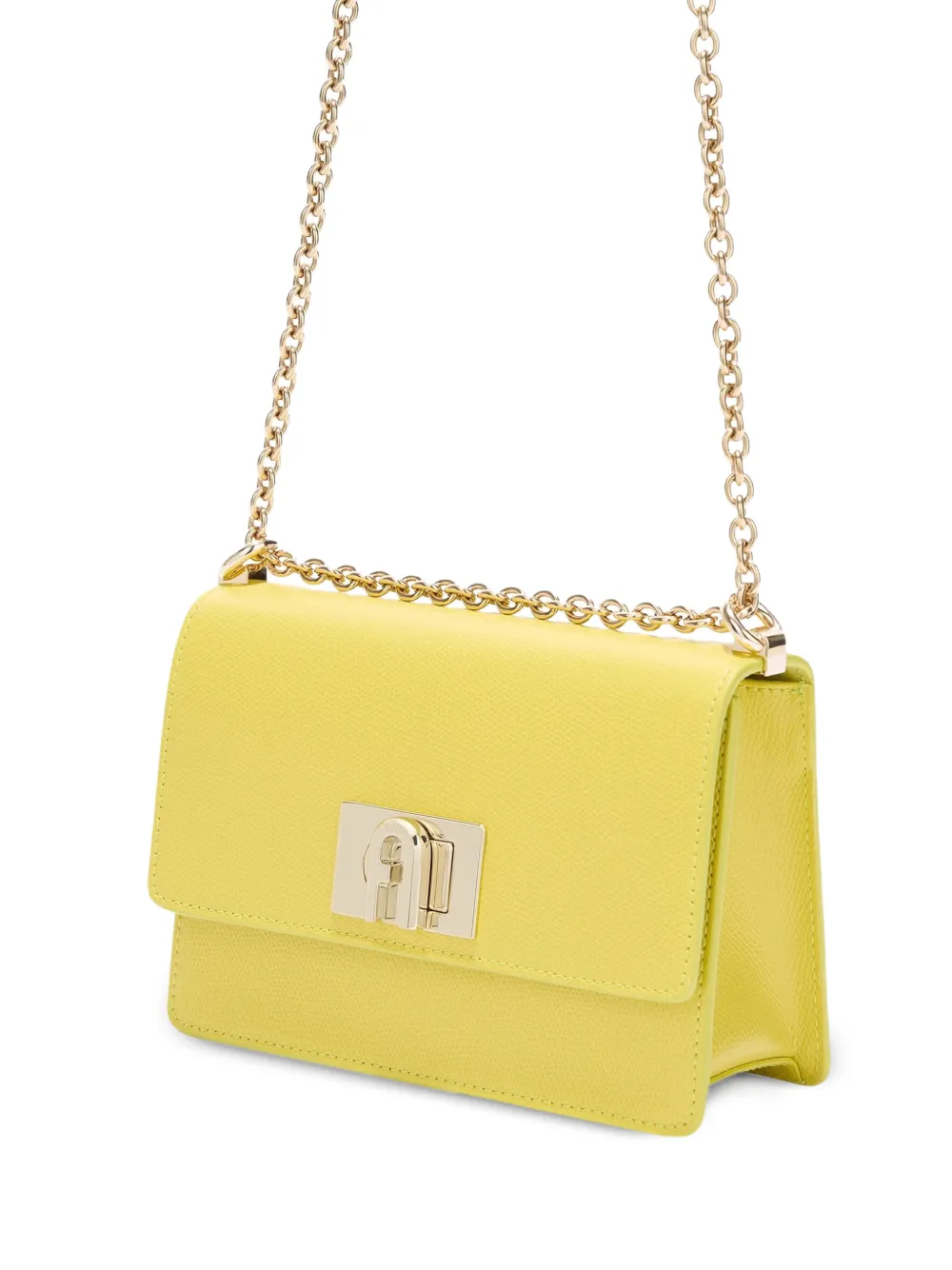 Furla Arch leren crossbodytas van bewerkt leer met logo Geel