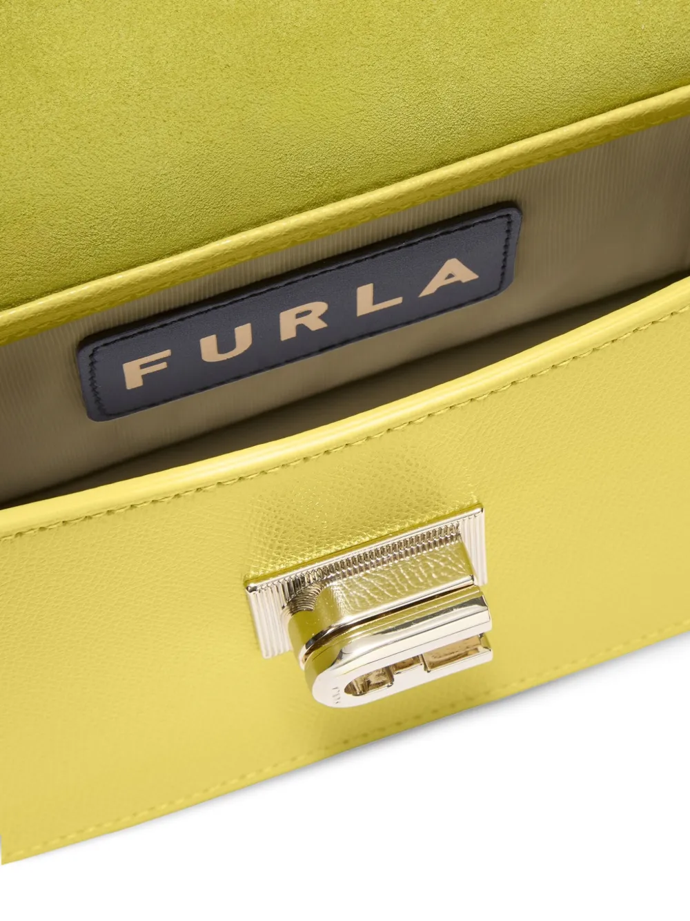 Furla Arch leren crossbodytas van bewerkt leer met logo Geel