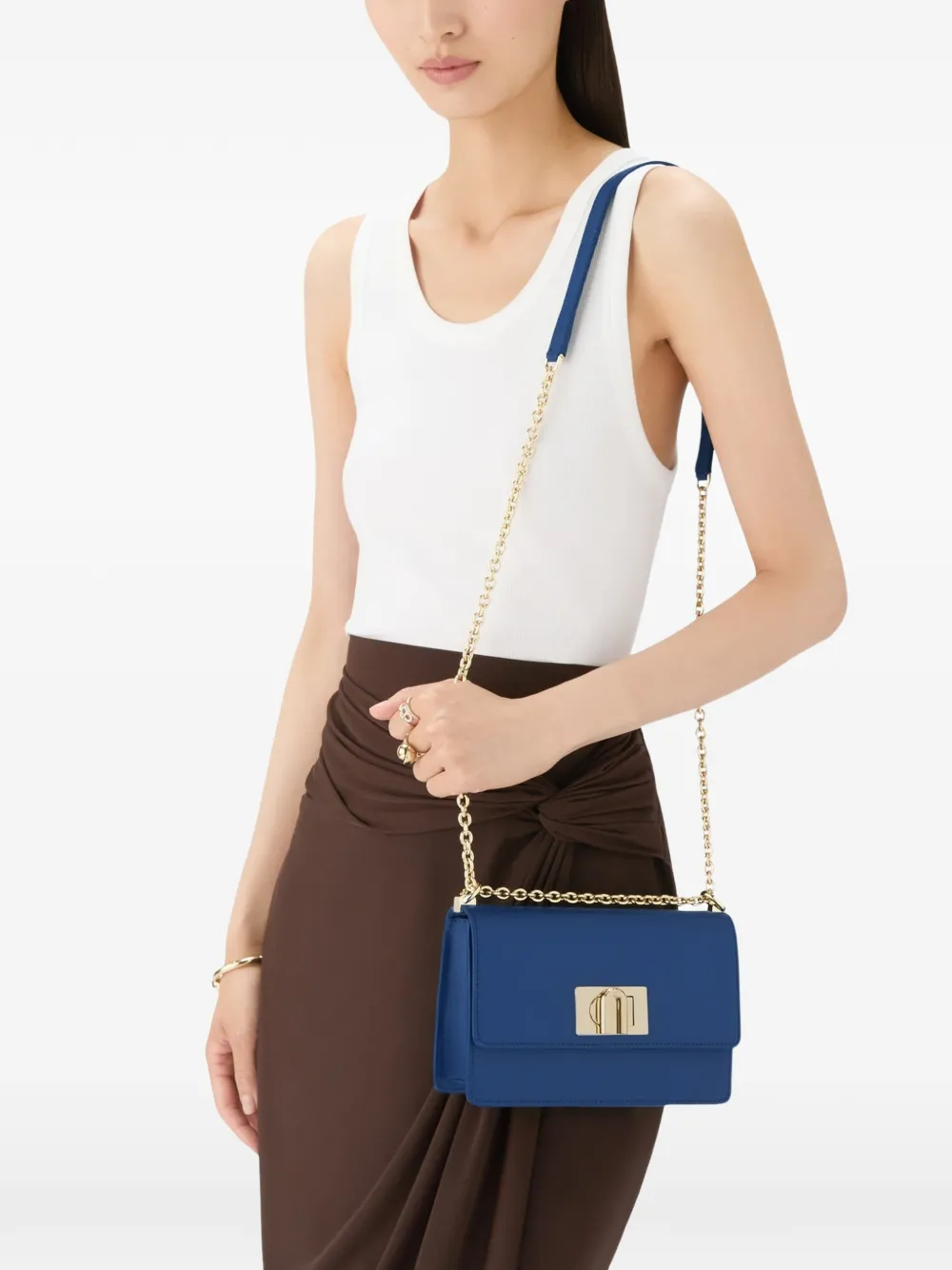 Furla 1927 leren mini-crossbodytas Blauw