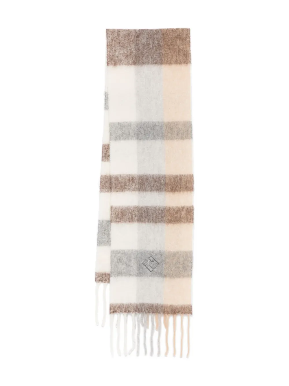 Peserico checked fringed scarf | Neutrals | Image 1