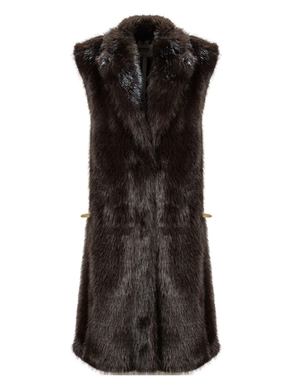 Sword 6.6.44 Faux-fur Long Gilet In Brown