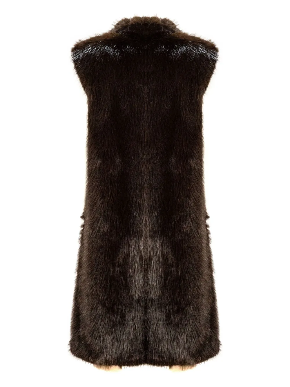 Sword 6.6.44 Faux-fur Long Gilet In Brown