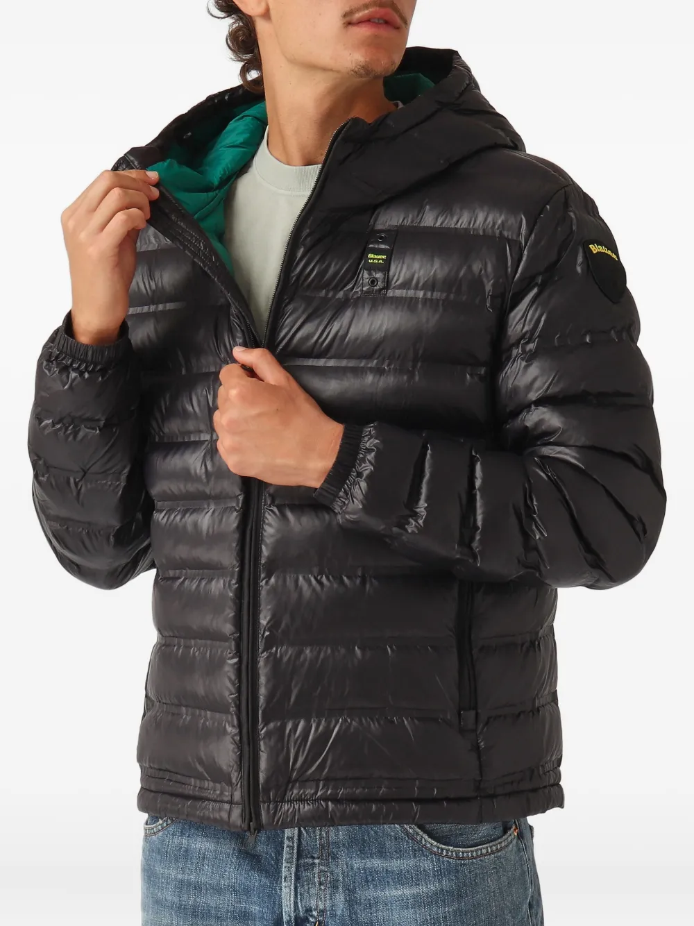 Blauer Charles gewatteerd jack met capuchon Zwart