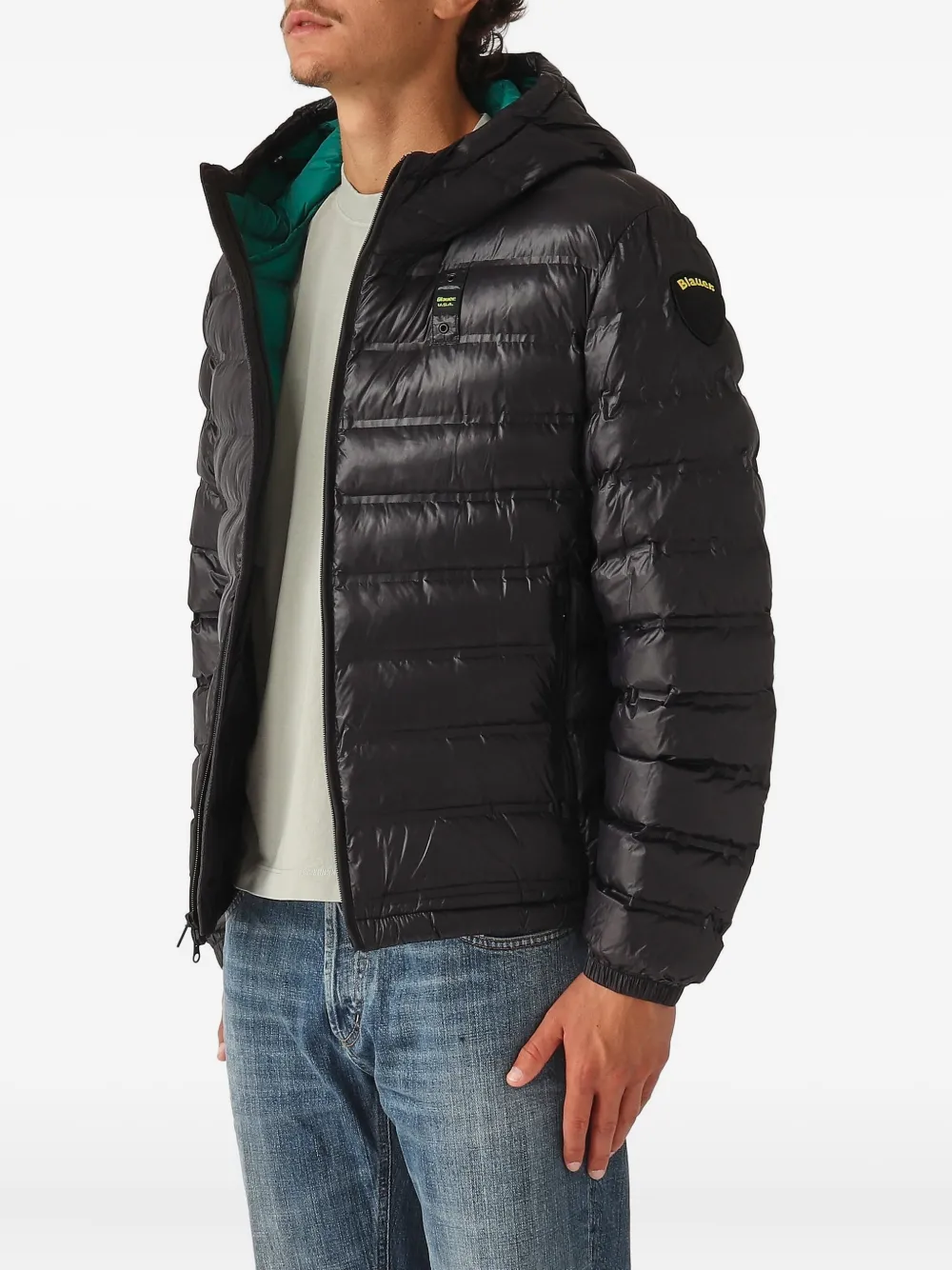 Blauer Charles gewatteerd jack met capuchon Zwart