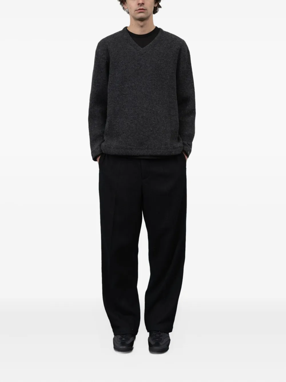 Lady White Co. V-neck snap sweater - Grijs