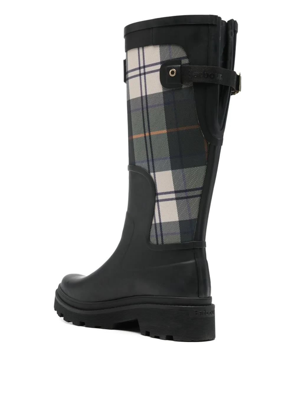 Barbour Dena Buckle Tartan-pattern Boots In Black