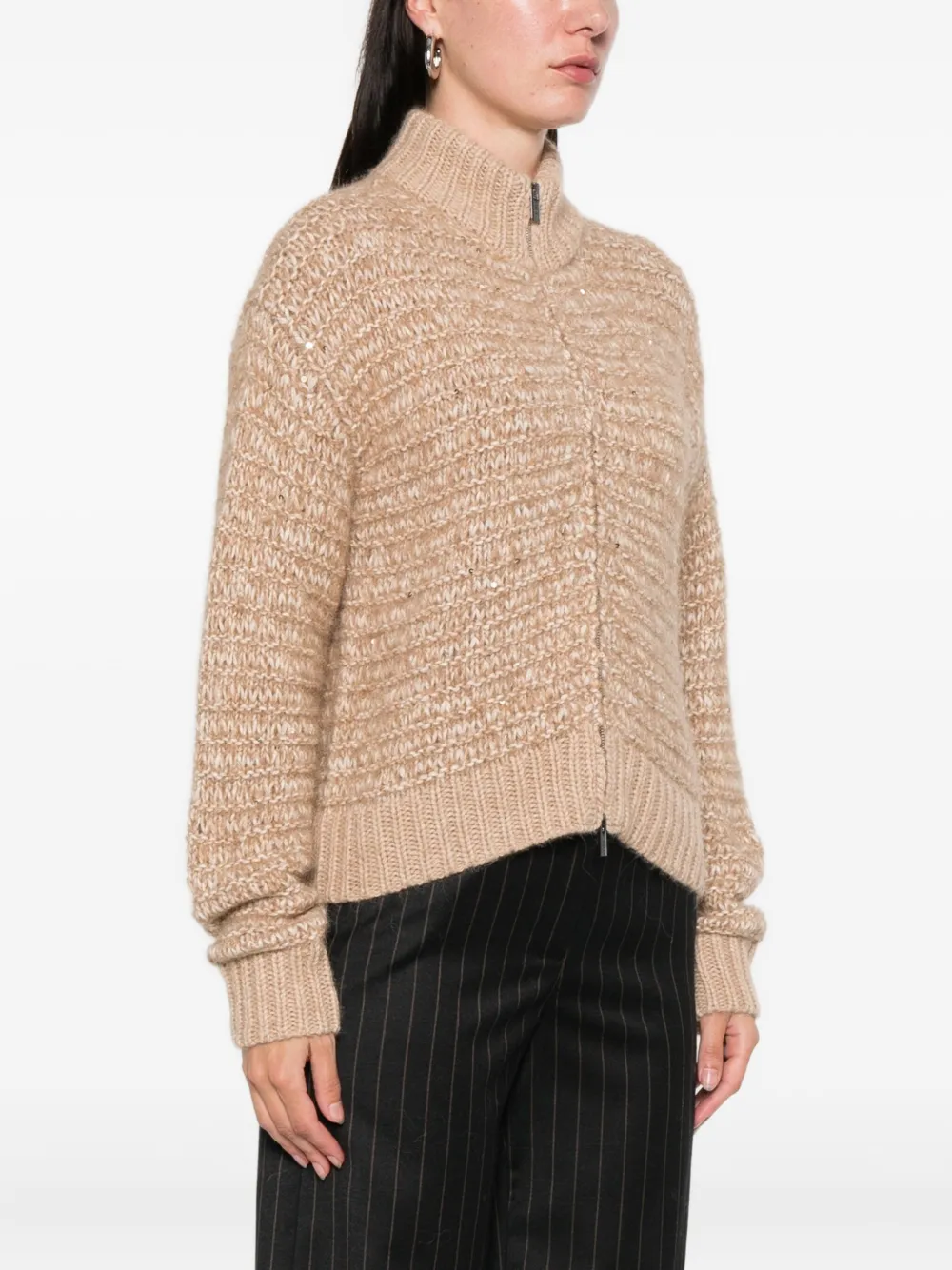 Peserico Vest met rits Beige