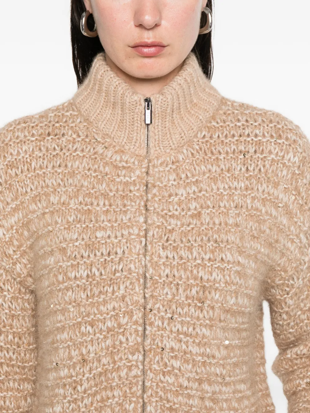 Peserico Vest met rits Beige