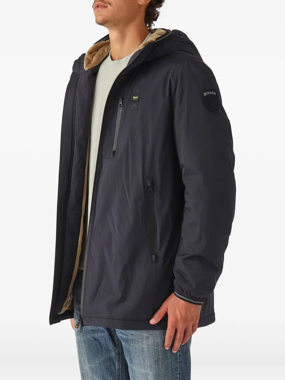 Blauer Jarvis jack met capuchon en rits Blauw