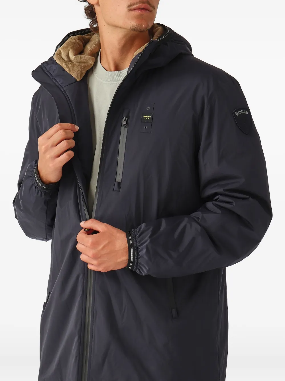 Blauer Jarvis jack met capuchon en rits Blauw