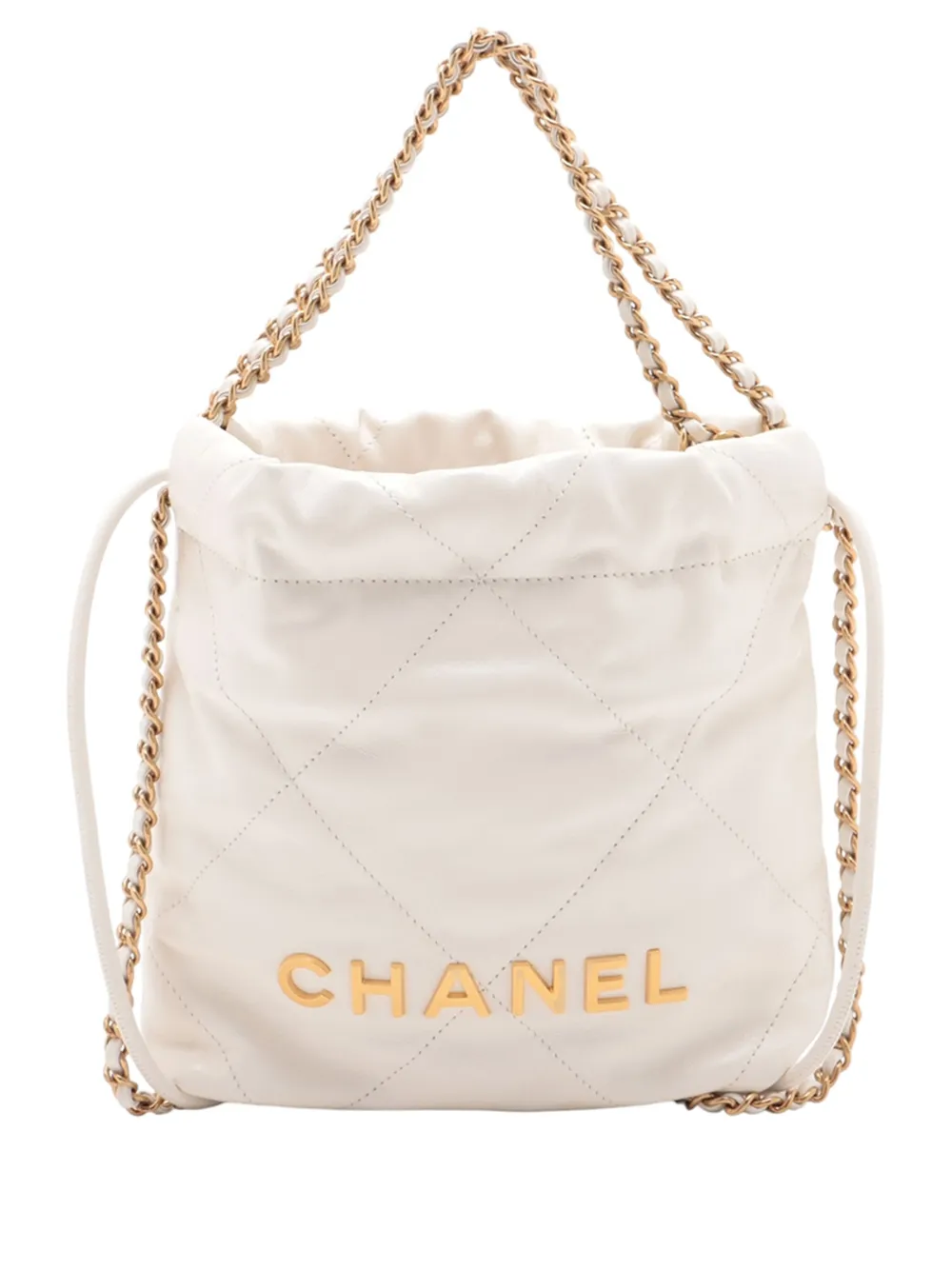 CHANEL Pre-Owned 2021-2025 ミニ シャイニーカーフ 22 ハンドバッグ サッチェル - ホワイト CHANEL Pre-Owned 2021-2025 ミニ シャイニーカーフ 22 ハンドバッグ サッチェル - ホワイト