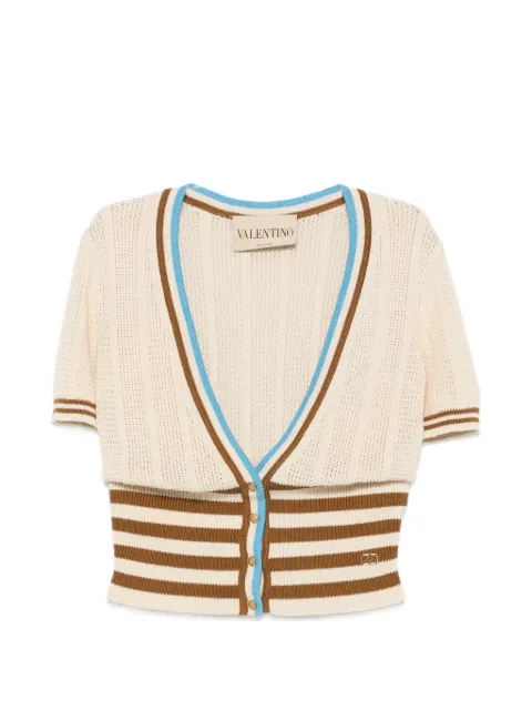 Valentino Garavani striped logo-plaque cardigan