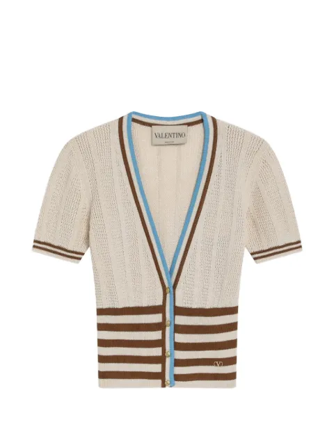 Valentino Garavani striped logo-plaque cardigan