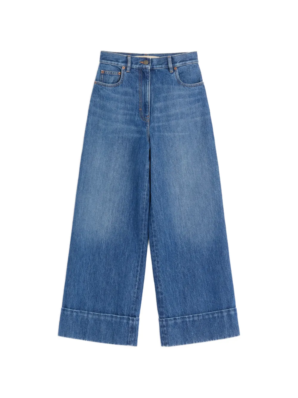 Valentino Garavani cuffed v-motif cropped jeans - Blau