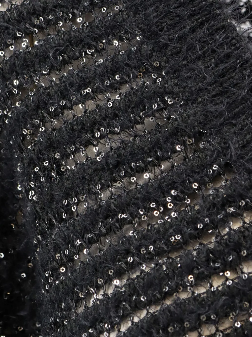 Nude Sequined Jumper In Black