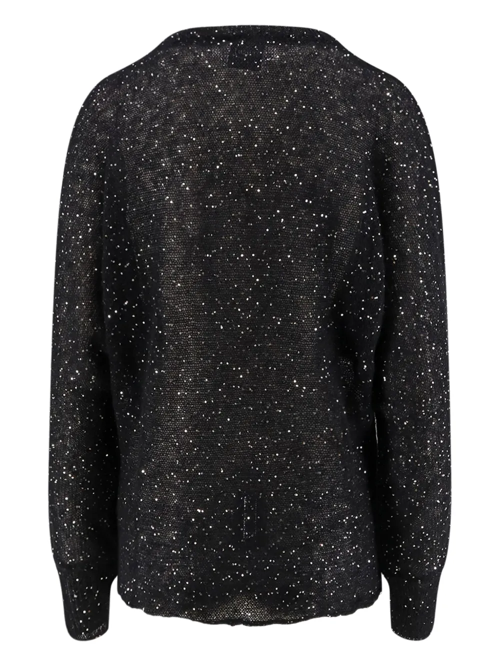 Nude Ribbed Sequin-detail Sweater In Black