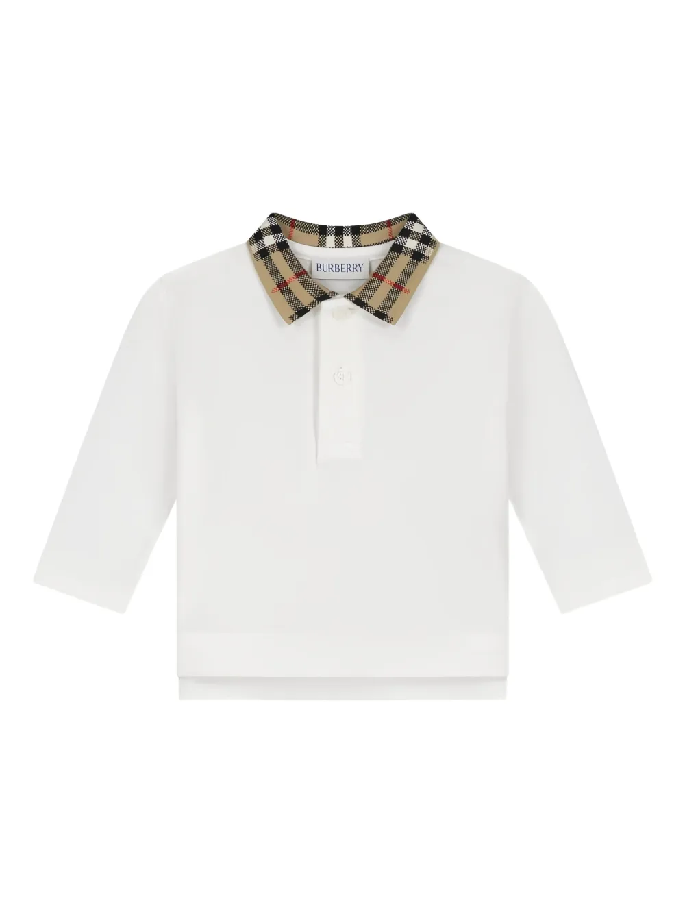 Burberry Kids check-collar polo shirt - Bianco