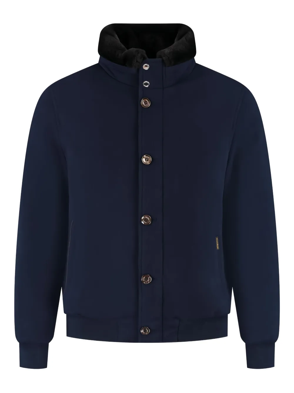 Moorer buttoned fur-collar jacket | Blue | Image 1