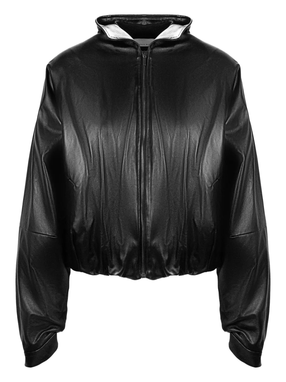 Francesco Murano Leather Jacket In Black