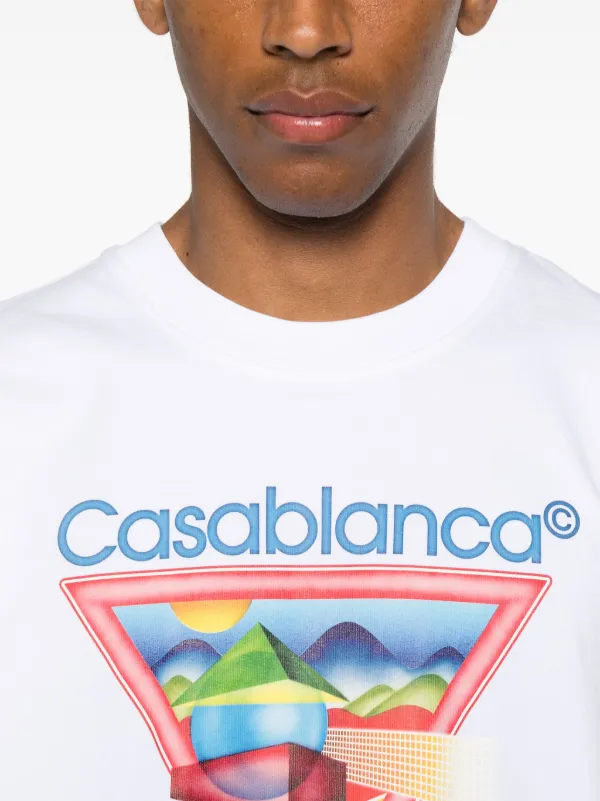 Casablanca Tennis Club Icon Organic Cotton T-shirt | White | FARFETCH