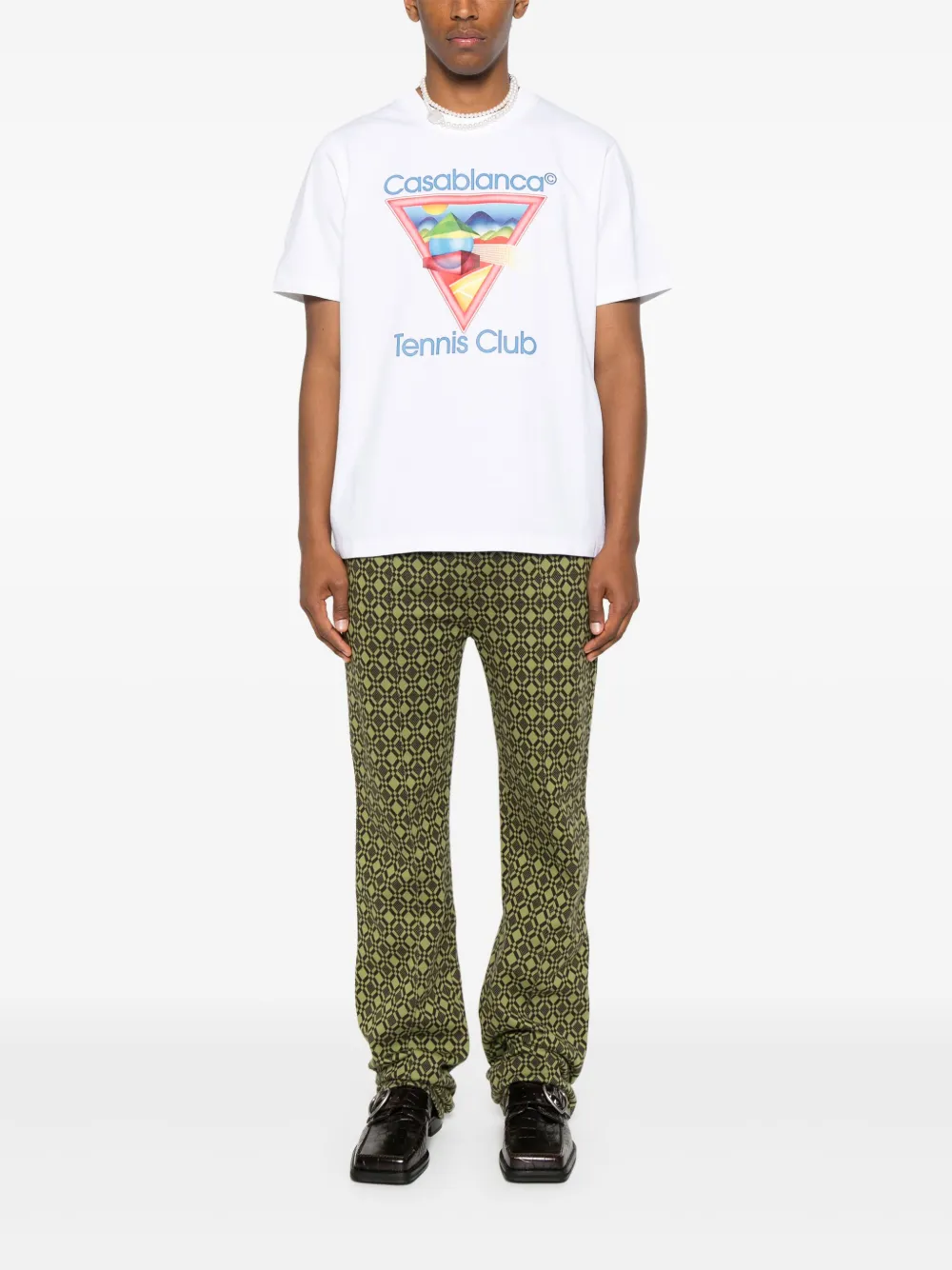 Casablanca Tennis Club Icon organic cotton T-shirt - Wit