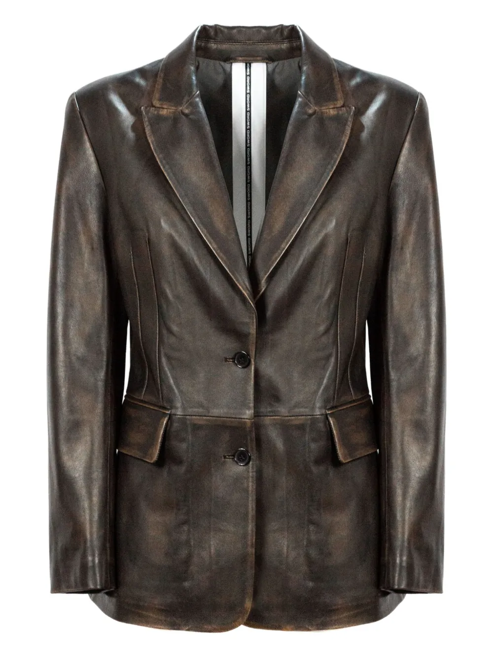 Sword 6.6.44 Button Flap-pocket Leather Jacket In Brown