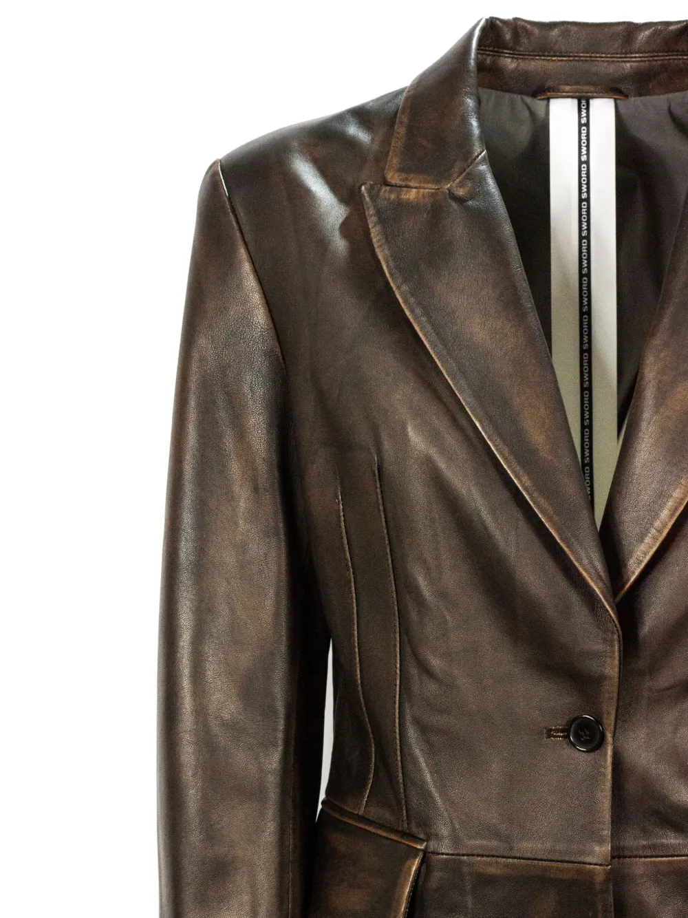 Sword 6.6.44 Button Flap-pocket Leather Jacket In Brown