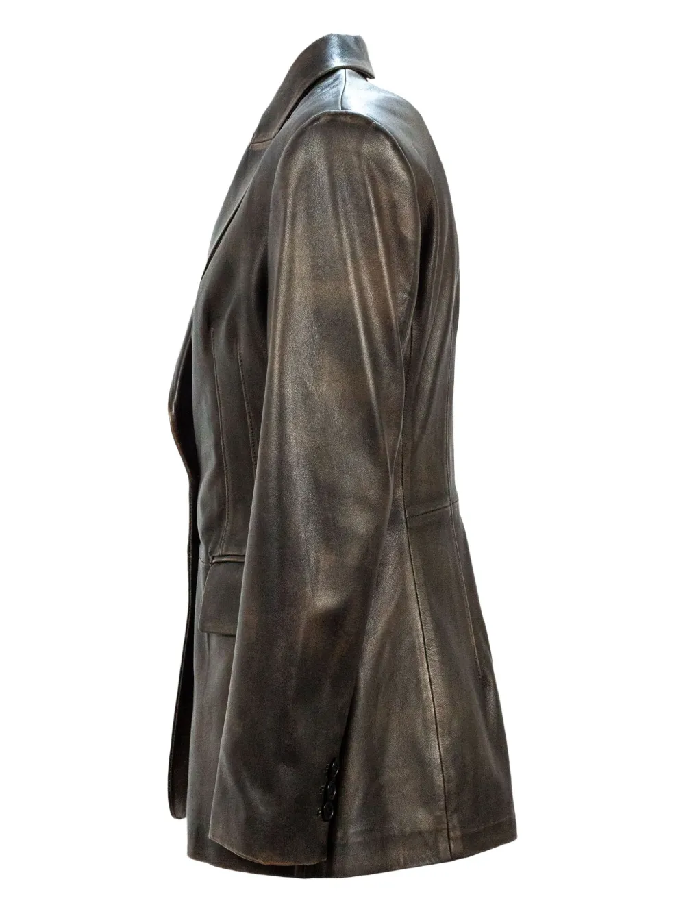 Sword 6.6.44 Button Flap-pocket Leather Jacket In Brown