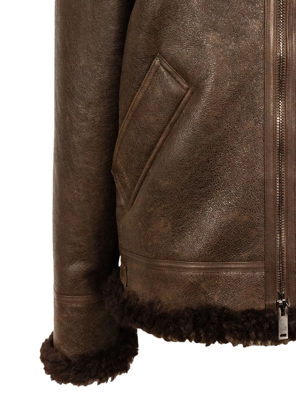 P.A.R.O.S.H. Jack met lammy kraag en rits Bruin