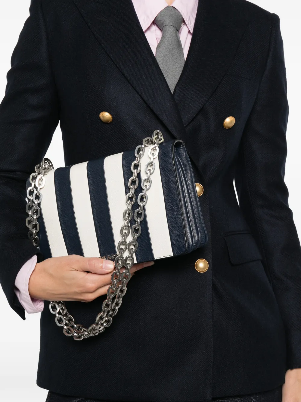 Prada Pre-Owned 2010s striped-pattern chain-strap bag | Image 2