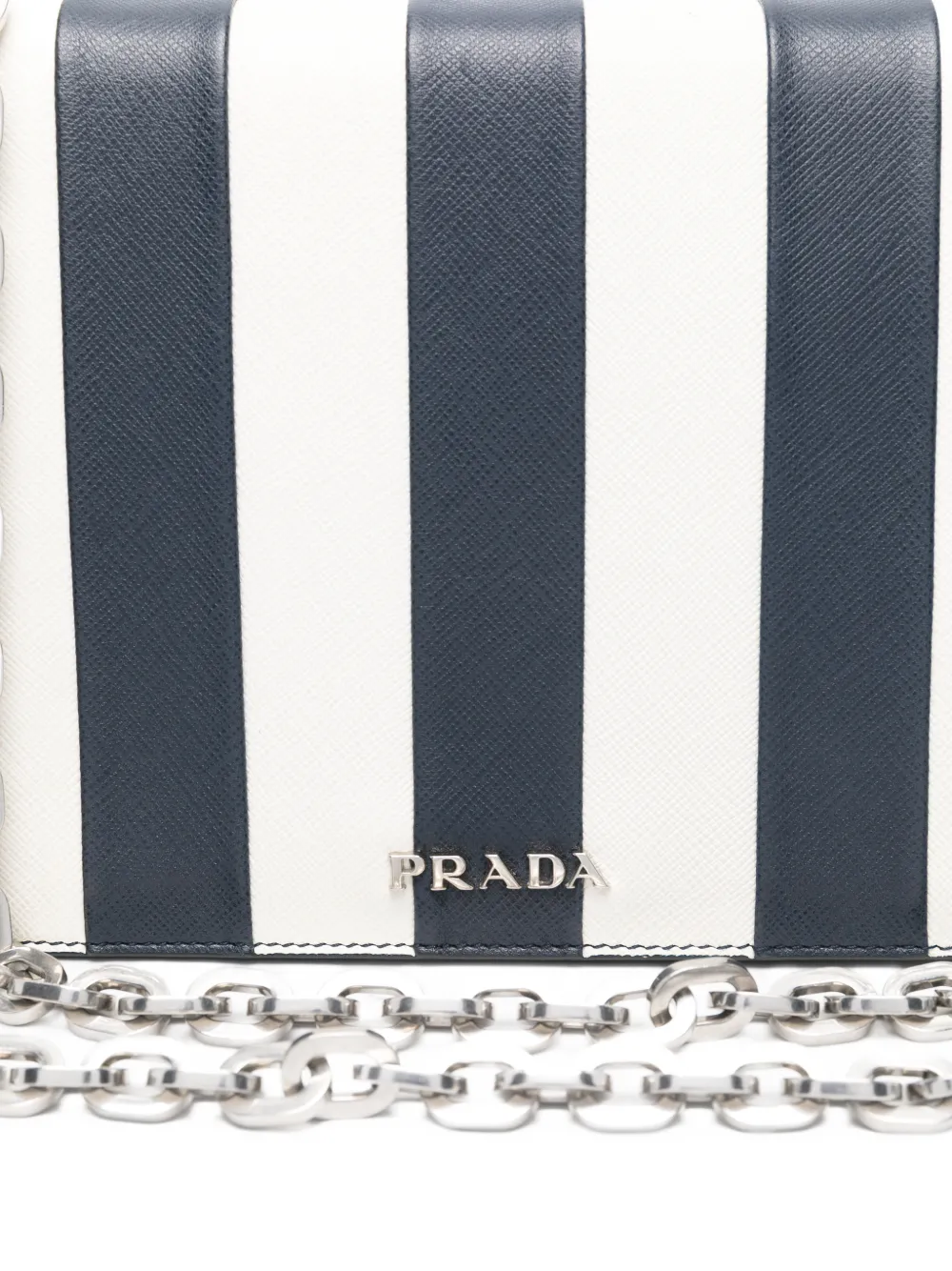 PRADA Pre-owned 2010s Striped-pattern Chain-strap Bag In Blue