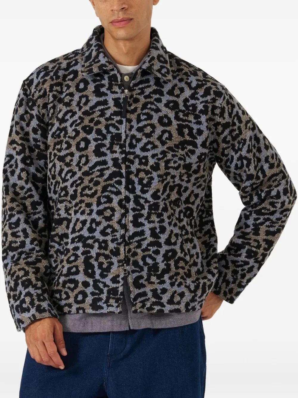 Universal Works leopard-print zip-up jacket | Shirt Jackets | Image 2