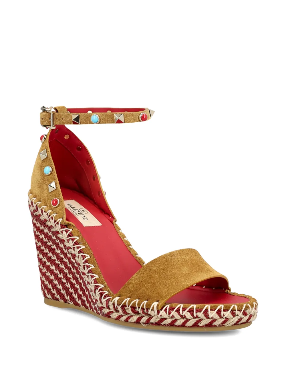 Valentino Garavani rockstud wedge sandals Beige