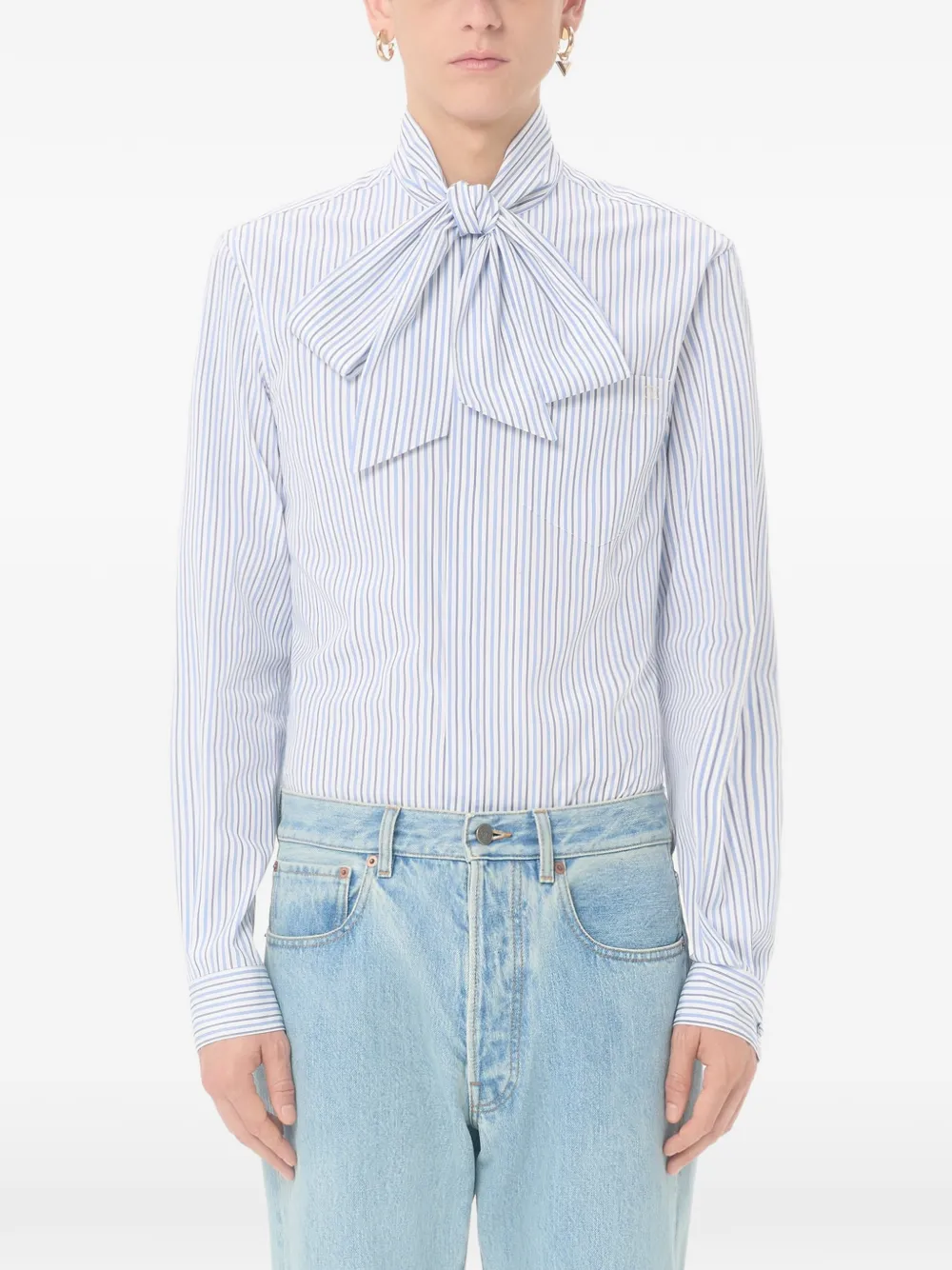 striped-pattern cotton shirt
