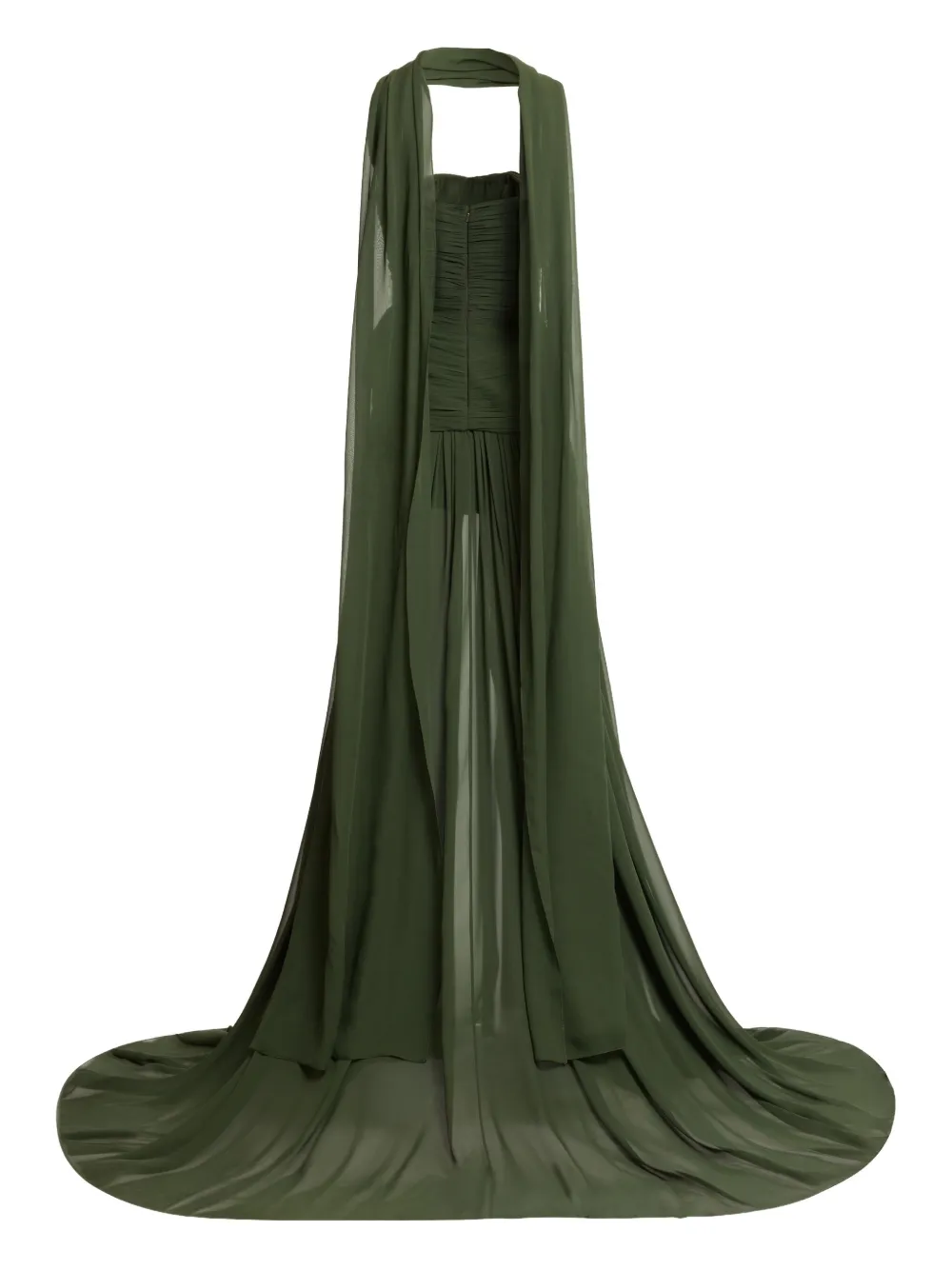 Elie Saab Ruched Tie Maxi Dress In Green
