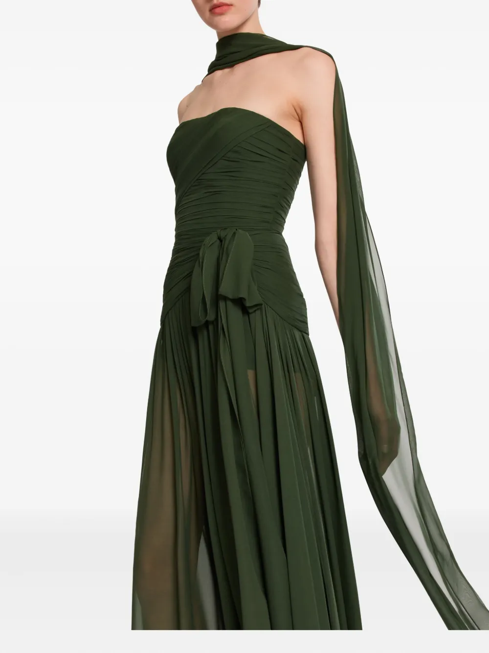 Elie Saab ruched tie maxi dress - Groen