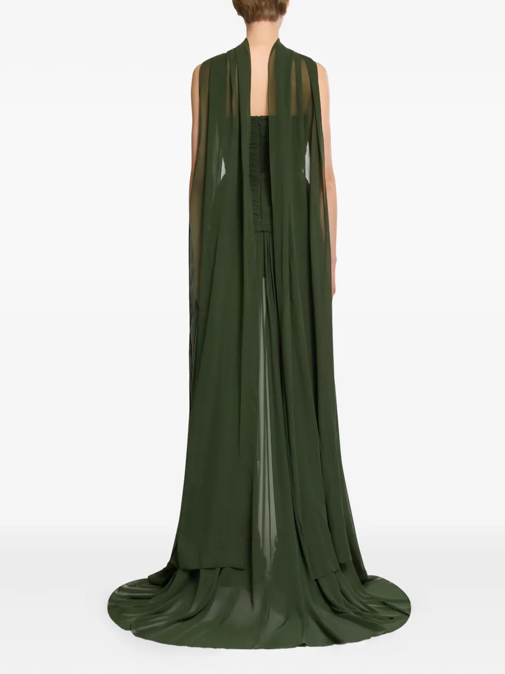 Elie Saab Ruched Tie Maxi Dress In Green
