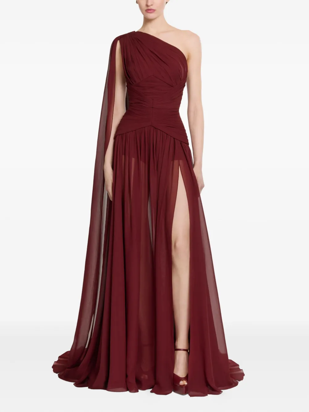Elie Saab one-shoulder split maxi dress - Rood