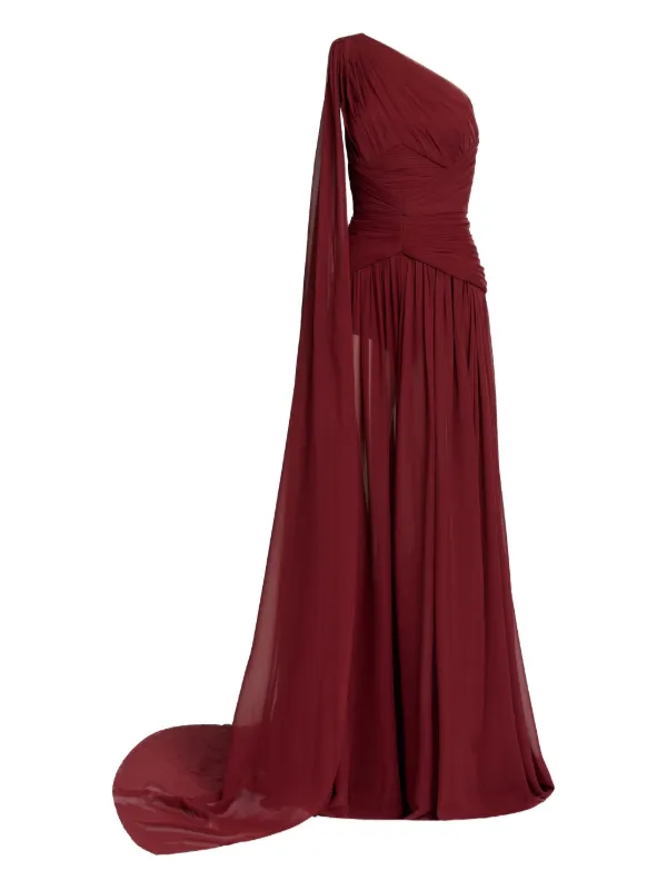 strapless open back dress Fierce Elegance Blue Split Front One Sleeve Maxi Dress main image 0