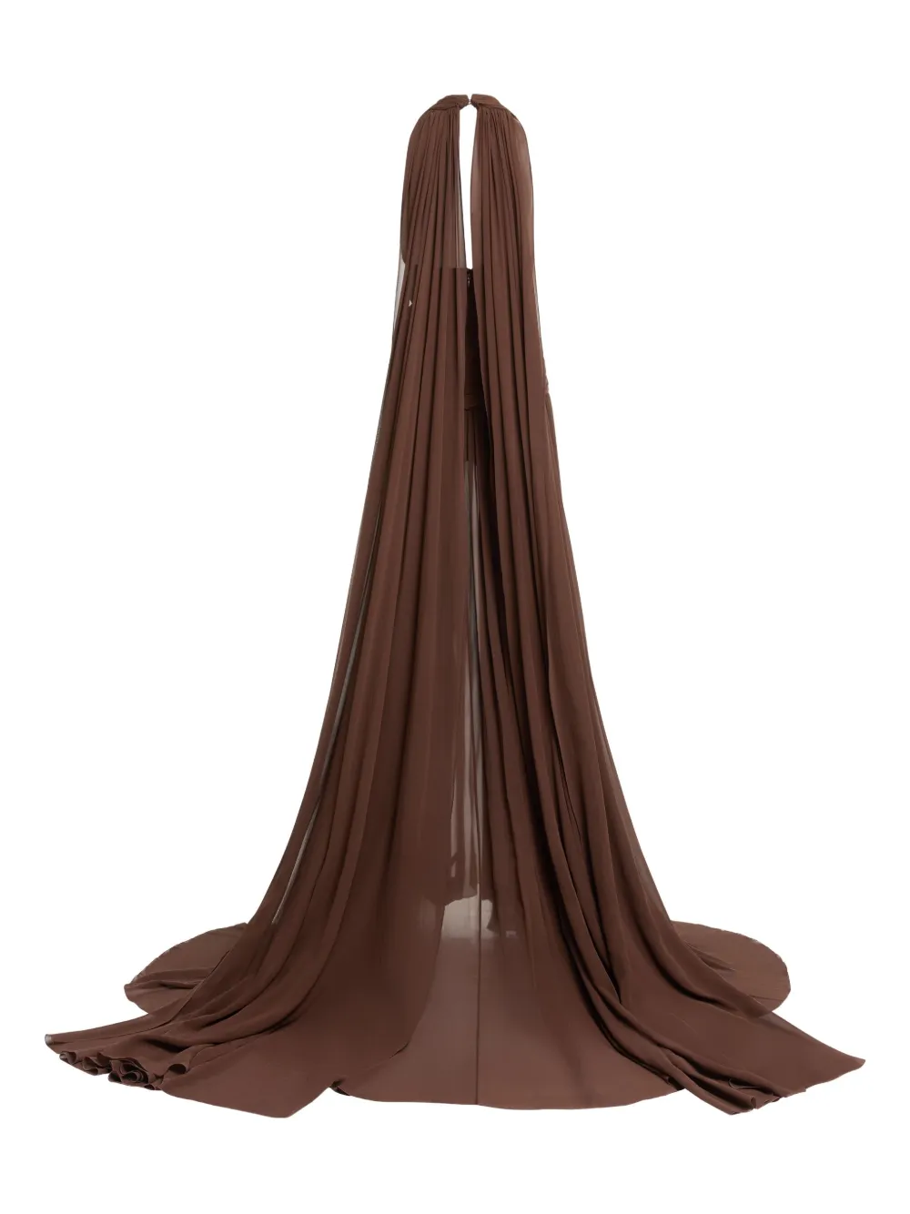 Elie Saab Halterneck Ruched Maxi Dress In Brown