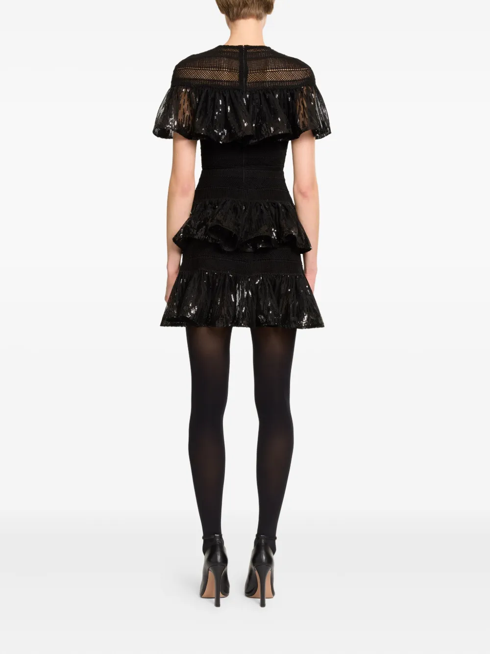 Elie Saab Ruffled Mini Dress In Black