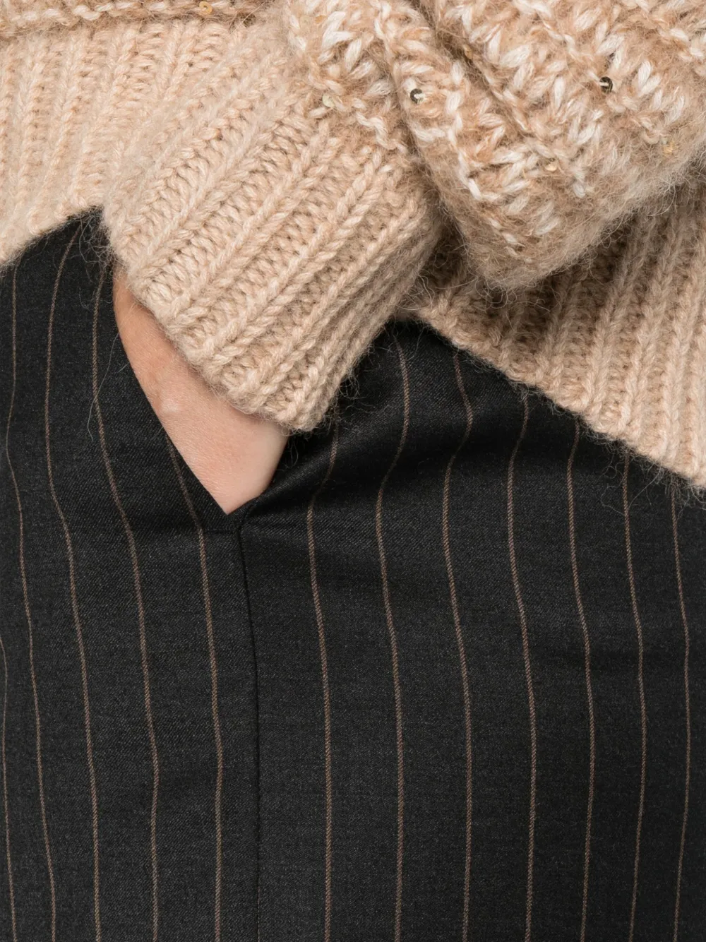 Peserico Striped-pattern Trousers In Black