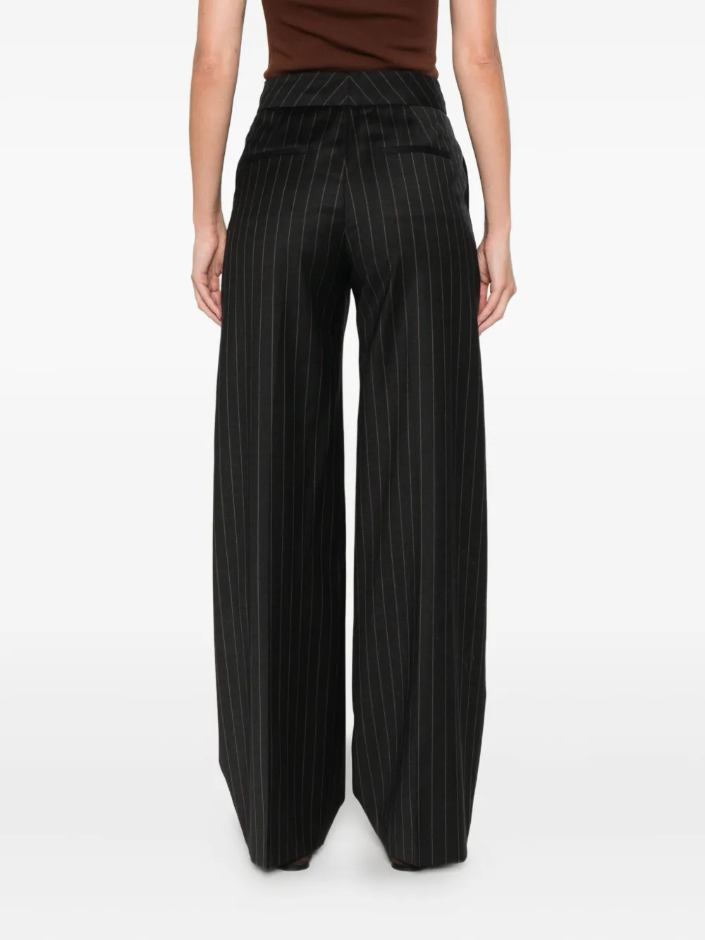 Peserico Striped-pattern Trousers In Black