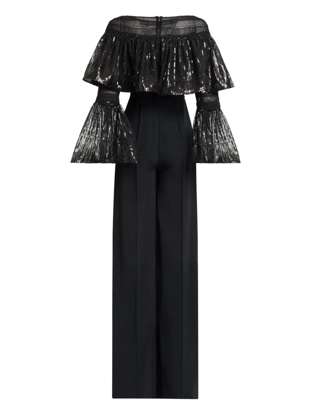 Elie Saab Sequin Flared Jumpsuit In Black