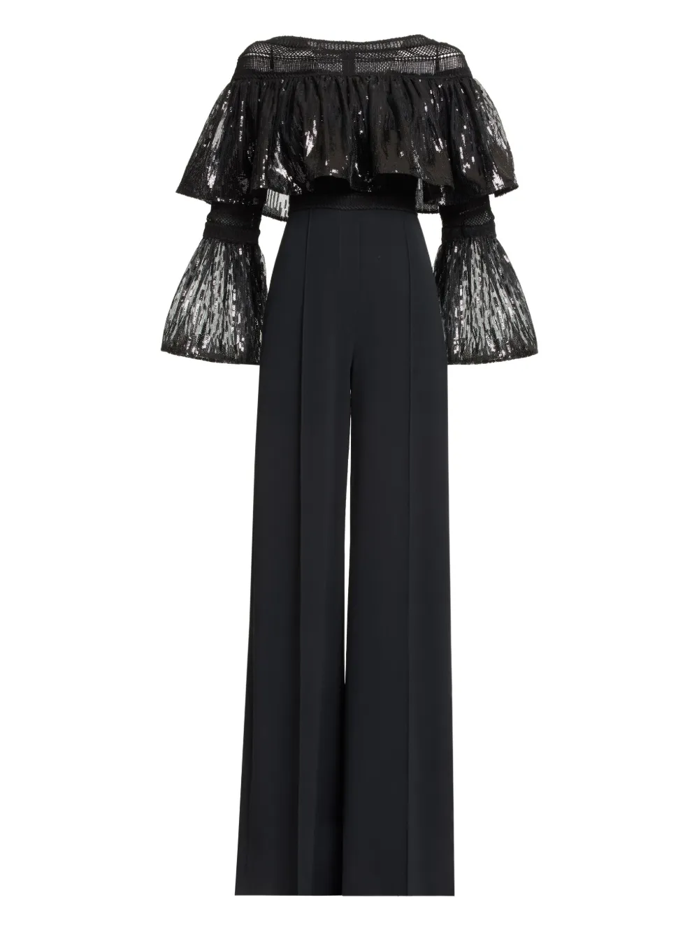 Elie Saab Sequin Flared Jumpsuit In Black