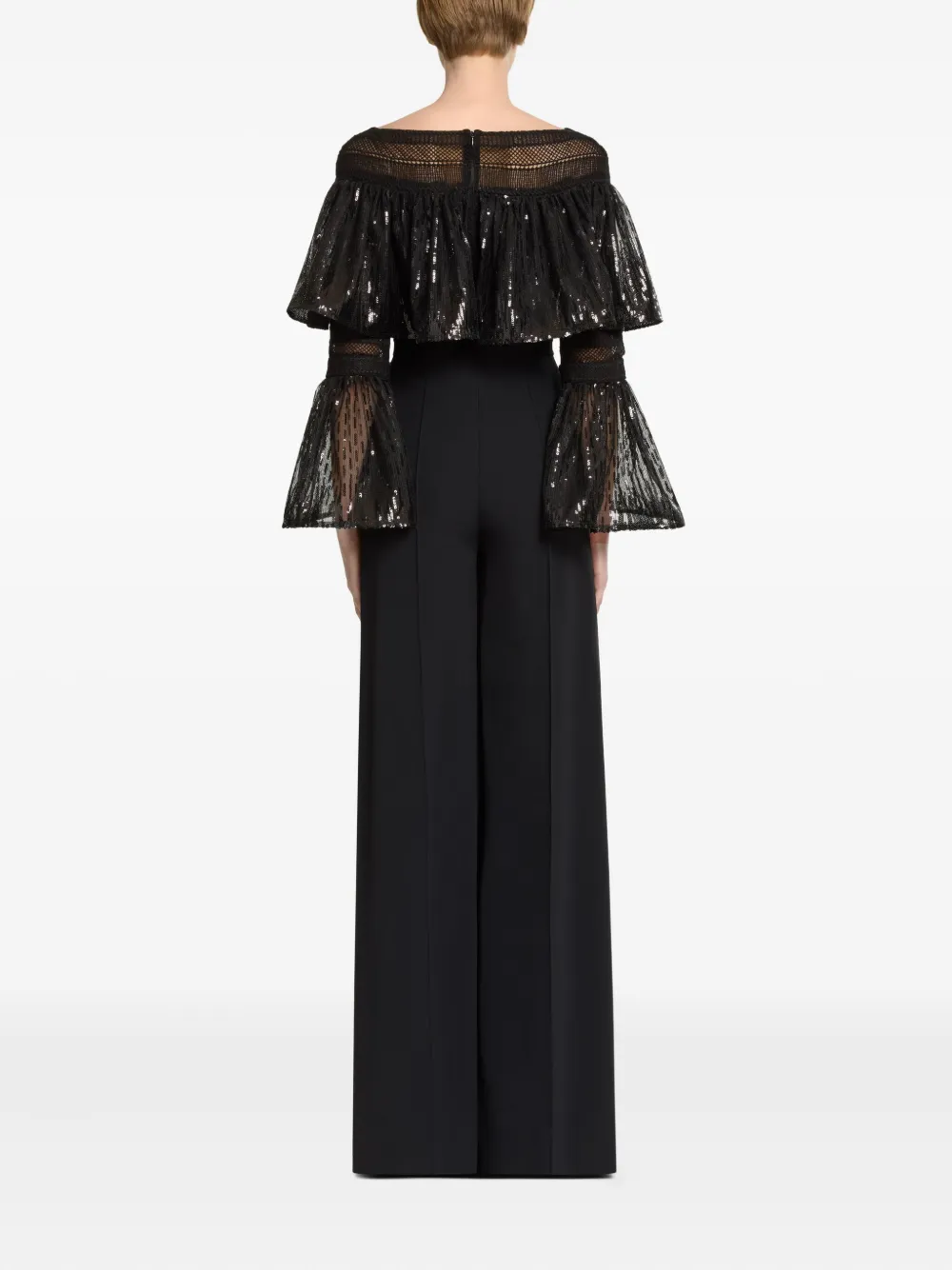 Elie Saab Sequin Flared Jumpsuit In Black