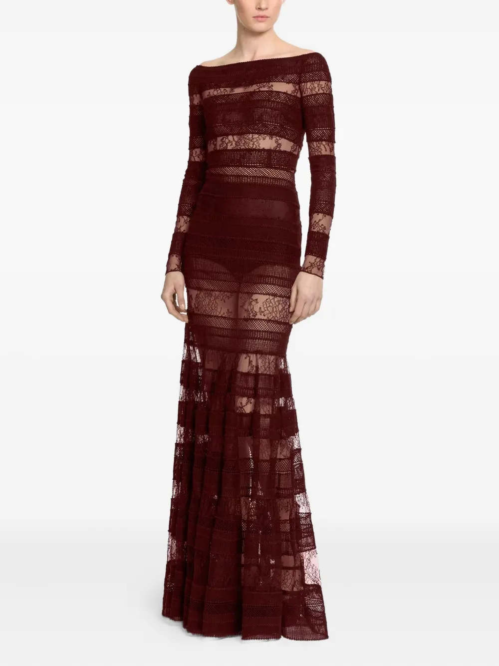 Elie Saab lace long-sleeved dress - Rood
